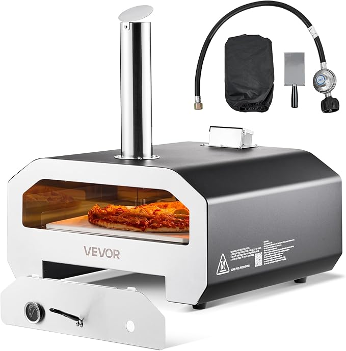 VEVOR 16 Inch Dual Fuel Pizza Oven – Wood & Propane Gas Outdoor Pizza Maker