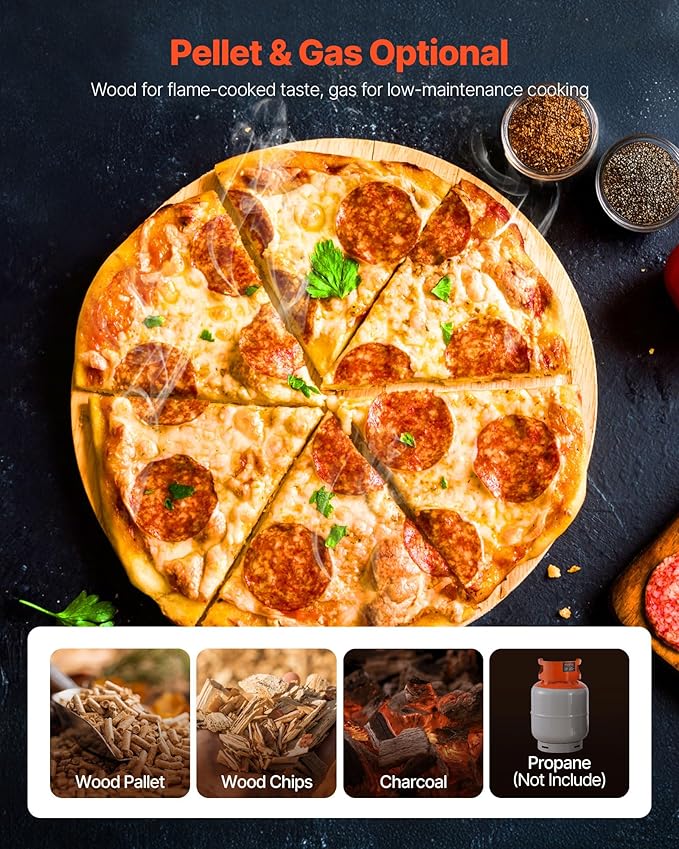 VEVOR 16 Inch Dual Fuel Pizza Oven – Wood & Propane Gas Outdoor Pizza Maker
