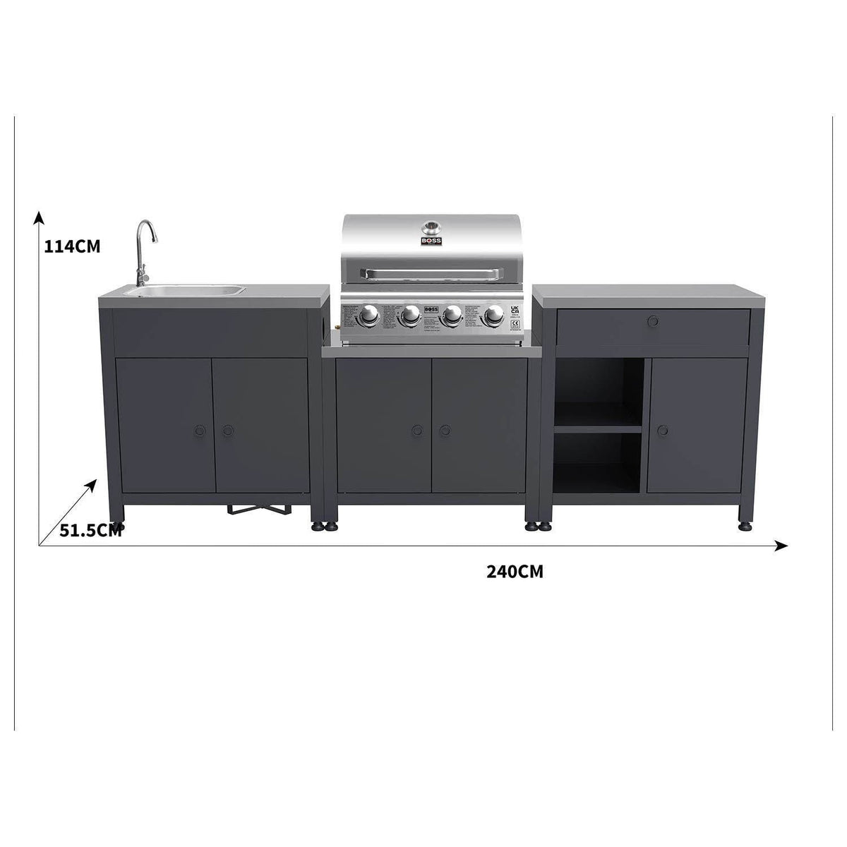 Boss Grill Texas All Star Outdoor Kitchen Modular - 4 Burner Gas BBQ